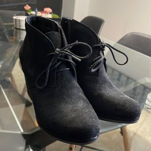 black ankle wedge booties 2inch heel